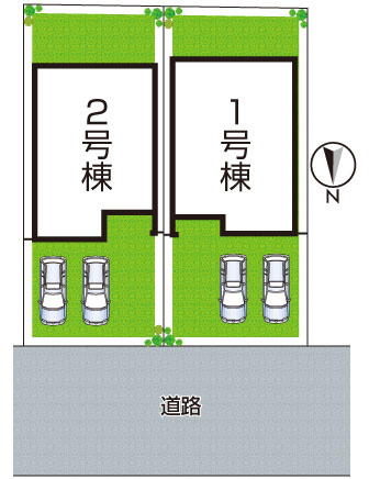 奈良市南京終町　新築一戸建ての区画図|全２区画
