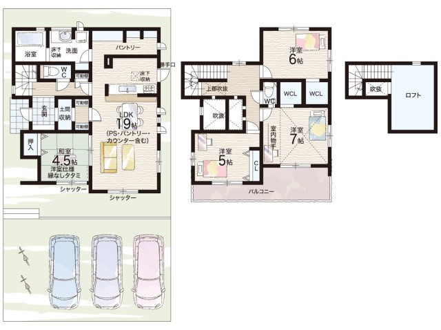 生駒市ひかりが丘　新築一戸建て　の間取り
