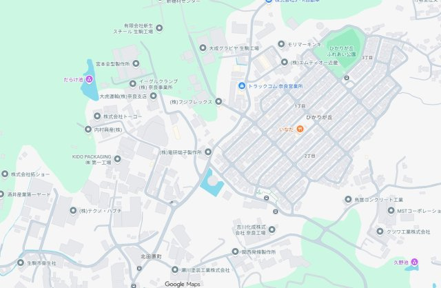 生駒市ひかりが丘　新築一戸建て　の地図