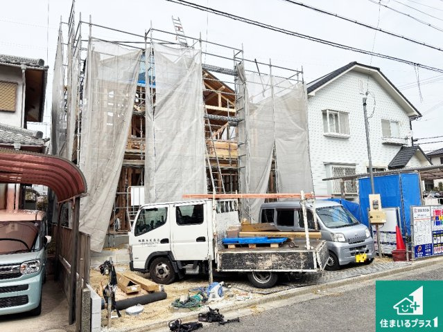 生駒市ひかりが丘　新築一戸建ての外観|現在はこんな感じです。完成までが待ち遠しいですね。