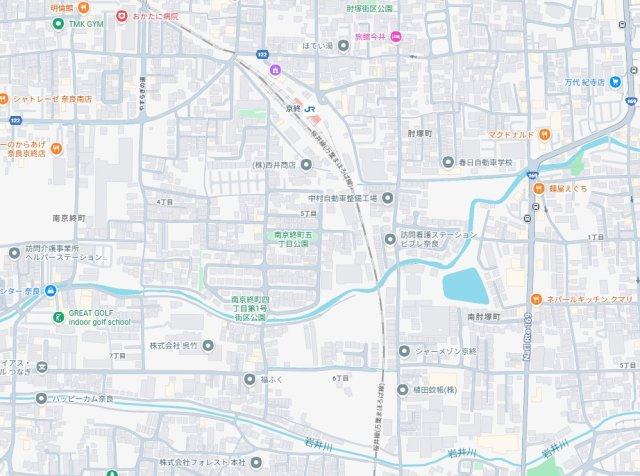 奈良市南京終町　新築一戸建ての地図