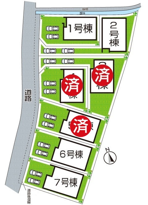 富田林市錦織北　第2期　新築一戸建ての区画図|全7区画