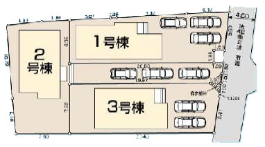 Livele Garden.S 川越市寺尾第４期　全３棟の区画図|カースペース3台分