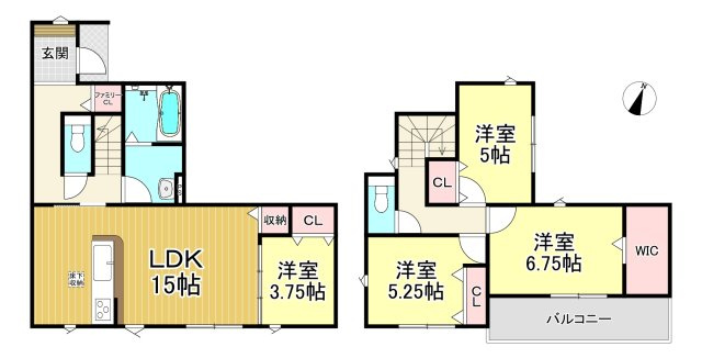 知多市八幡字深山口　全2棟　2号棟の間取り|4LDK+WIC+ファミリークローク☆