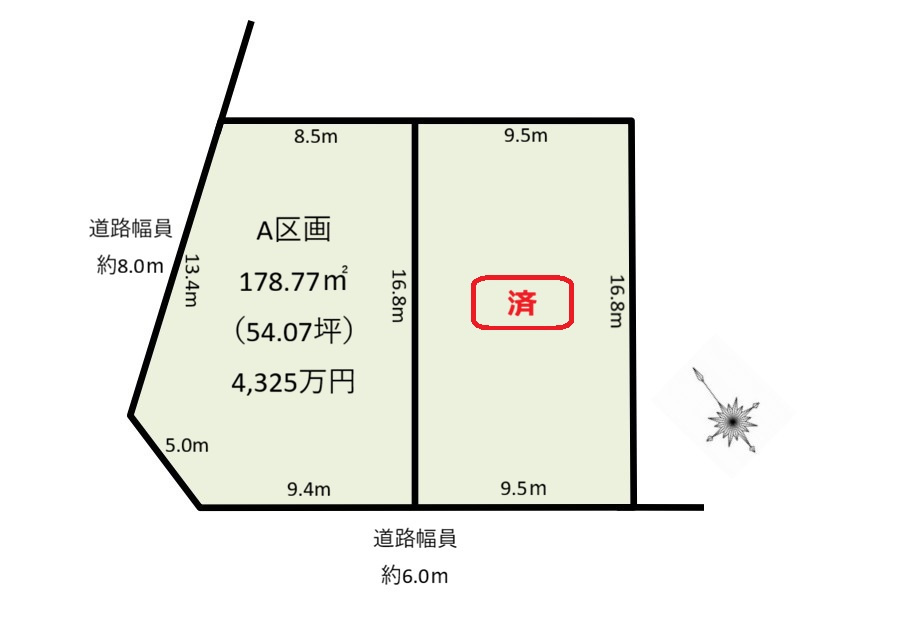 長久手市長配1丁目土地Aの区画図
