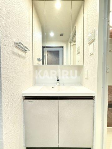 レオンヴァリエ長堀通の洗面所|カラーは奇数階のスタイリッシュモダン
