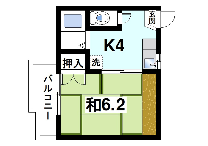 タウニィ高畑の間取り|お一人暮らしにピッタリの1Ｋのお部屋です。