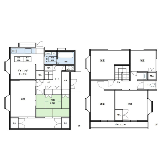 【間取り】 | 4人又は5人の家族が暮らすには、中古戸建は最も手ごろな価格の物件です。家族団らんの場としてゆったりとしたリビングルームがあり、5部屋あることで、家族それぞれが自分の部屋を持てることが特徴です。