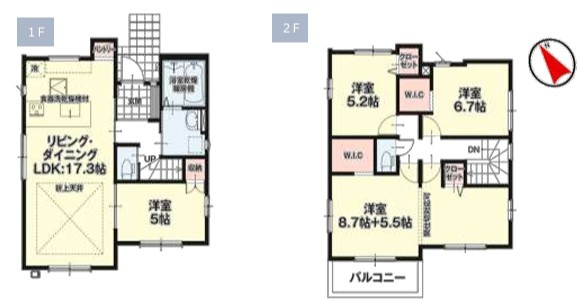 八王子市　兵衛　新築未入居戸建て　１期の間取り|～南西向き4LDK　間仕切りをすれば5LDKにも対応可能な間取り～
