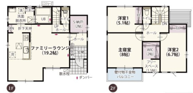 【間取り】 | ワイウッドコート行田市桜町第1期　新築戸建　全3棟　1号棟