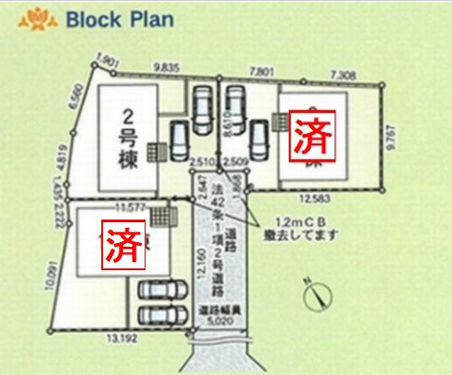 【区画図】 | 【仲介手数料０円】平塚市岡崎第23　新築一戸建て　2号棟　全3棟 | 平塚市岡崎第23　新築一戸建て　全3棟