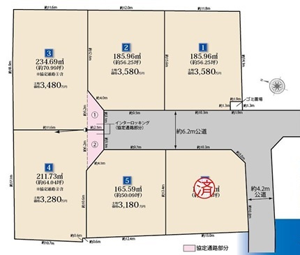 川越市南大塚4丁目　建築条件なし売地　西武新宿線『南大塚駅』徒歩6分　【大東東小学区】の区画図