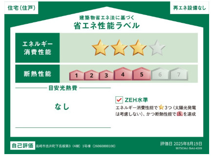 CRADLE GARDEN高崎市吉井町下長根　第3の省エネ性能ラベル