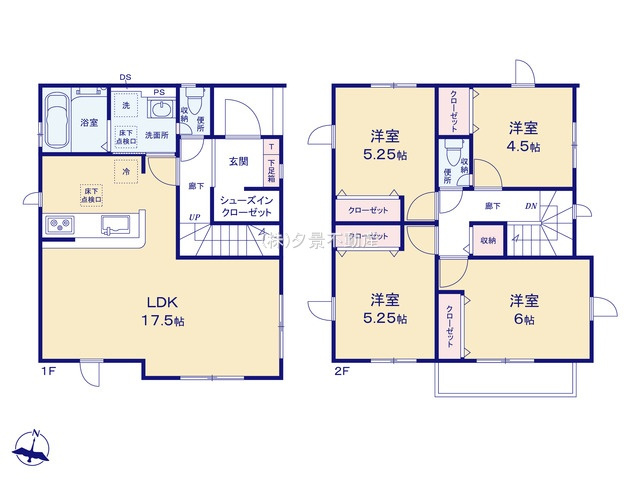 《仲介手数料無料》上尾市小泉７丁目10-20新築一戸建てグラファーレの間取り