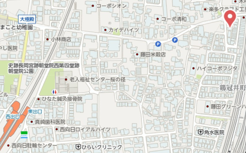 向日市鶏冠井町番田　建築条件付き土地の地図