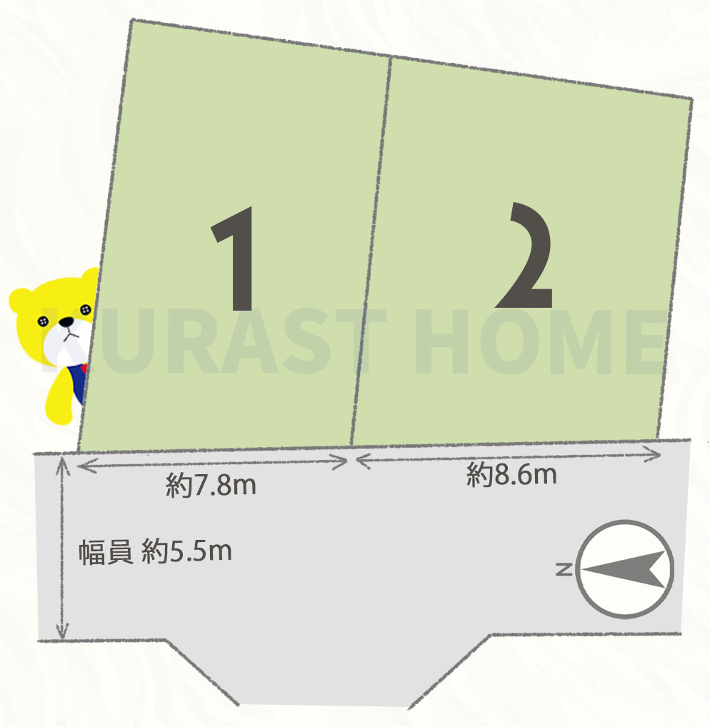 向日市鶏冠井町番田　建築条件付き土地の区画図