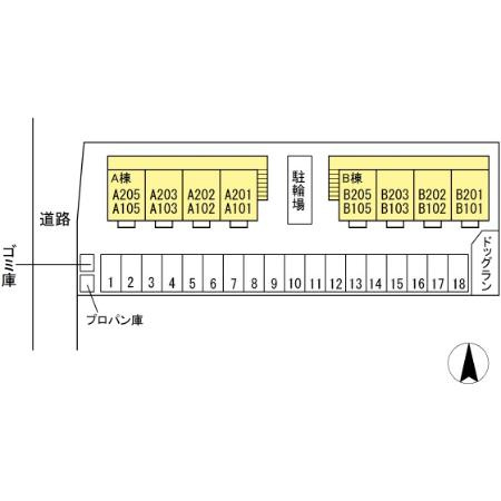 グランドソレイユ　B棟の区画図