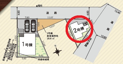 知立市逢妻町第6　新築分譲住宅　全2棟　2号棟の区画図