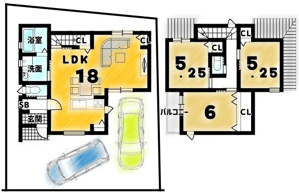 常盤下田町の区画図|建物プラン例建物価格１８９８万円、建物面積８１．６３ｍ２