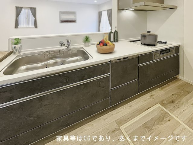 常盤下田町のその他|【施工例】正面に遮るものがない対面キッチン。お料理中もリビングにいるご家族の様子を近くに感じられます♪