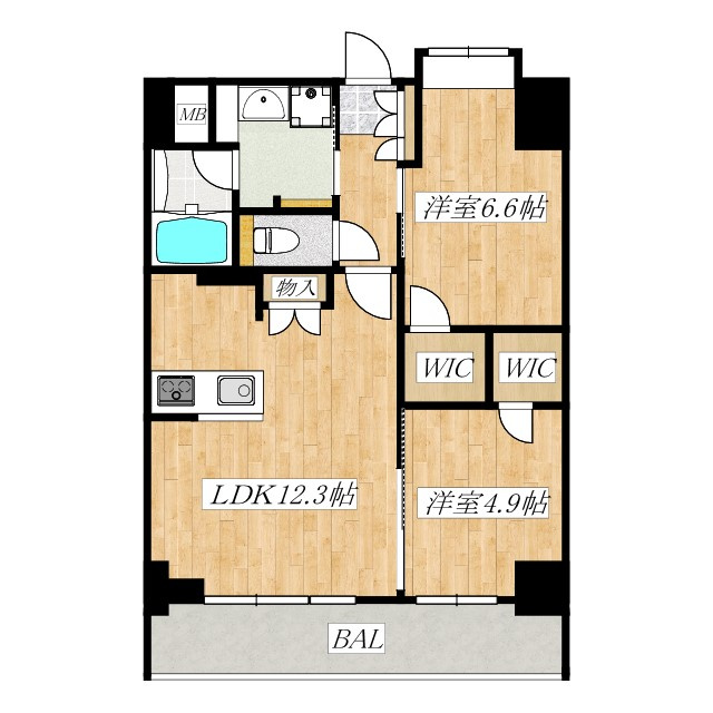 ドゥーエ東十条の間取り|振分タイプの２ＬＤＫ★☆