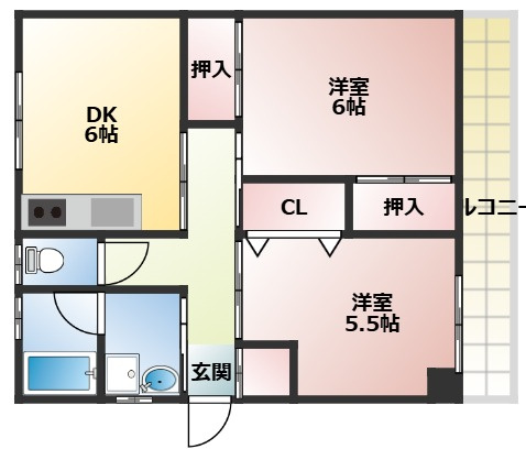 【間取り】 | コーポ日浅7