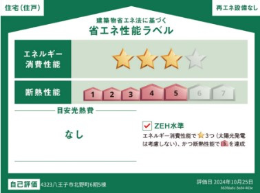 八王子市　北野町　新築一戸建て　６期の省エネ性能ラベル|～省エネ性能住宅認定物件～