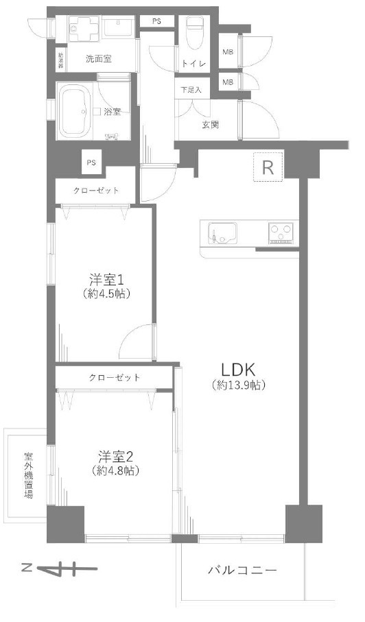 ルネ稲城の間取り|【間取り】
3LDK、価格2780万円、専有面積61.82m²、バルコニー面積7.84m²