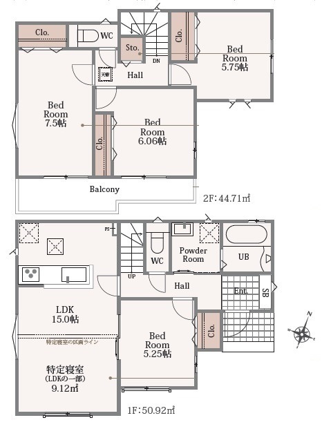 狭山市柏原　新築分譲　「狭山市駅」徒歩バス8分　敷地45坪　【狭山台小学区】の間取り