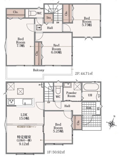 【間取り】 | 狭山市柏原　新築分譲　「狭山市駅」徒歩バス8分　敷地45坪　【狭山台小学区】