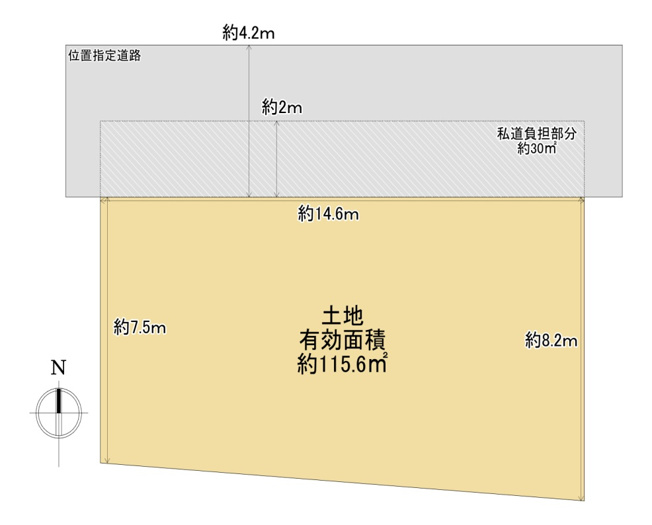 【土地図】 | 加古川市加古川町北在家　土地 | 約43.24坪です。
