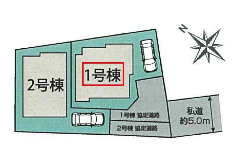 東村山市秋津町4丁目・全2棟　新築一戸建　1号棟の区画図|【全2棟・1号棟】土地面積139.24平米（42.12坪）