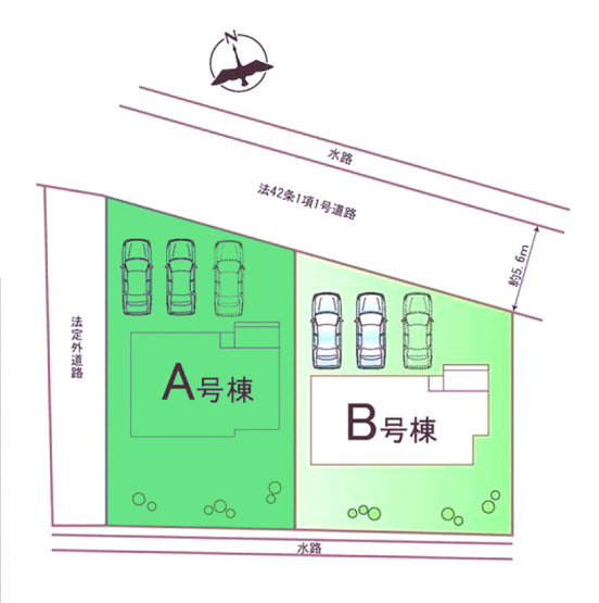【区画図】 | ハートフルタウン高崎市倉賀野町45ーA | JR倉賀野駅まで1Km圏内！
アピタまで徒歩10分とお買い物便利！
カースペースは並列3台駐車可能！