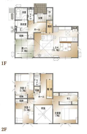 南アルプス市寺部の新築一戸建の間取り|4LDK+SC+WIC
