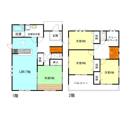 【間取り】 | リーブルガーデン.S前橋市第1小屋原町ー① | 全居室6帖以上！和室と主寝室ゆったり8帖設計の間取り！