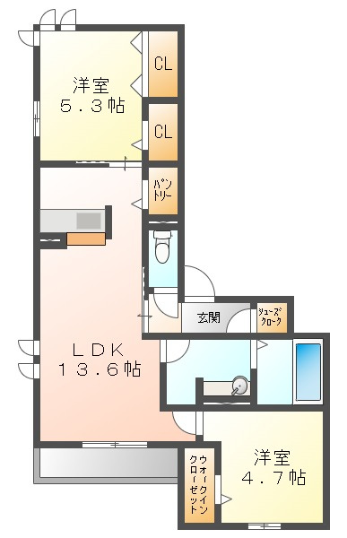 プレミール北長瀬の間取り