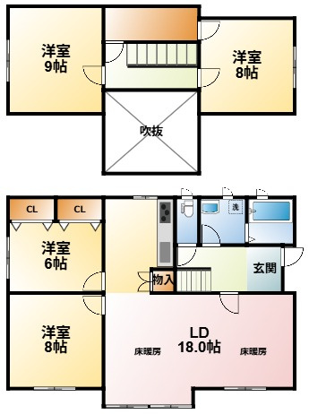 みどりが丘フルリノベーション中古住宅の間取り