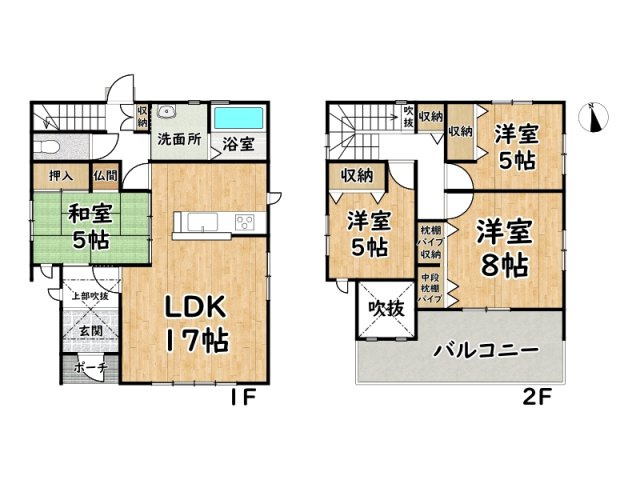 揖保郡太子町鵤/中古戸建の間取り