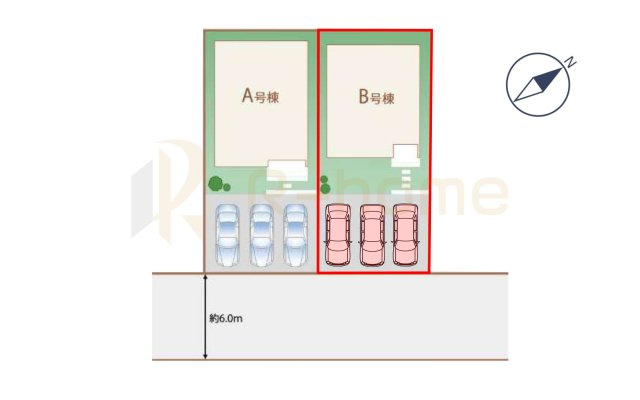 水戸市笠原町　新築戸建て　B号棟の区画図|大きなお買い物だからこそ、メリット・デメリットを伝えさせて頂きます。
R-homeにお任せください♪