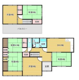 河内⻑野市北⻘葉台貸家の間取り