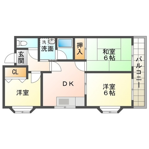 岸和田市西之内町の賃貸マンションの間取り