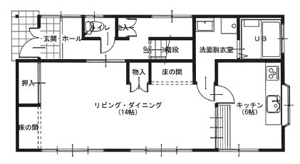 宇都宮市中今泉３丁目　2ＬＤＫ　中古住宅の間取り|１階平面図