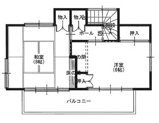 宇都宮市中今泉３丁目　2ＬＤＫ　中古住宅の間取り|２階平面図