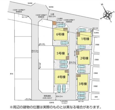 仲介手数料無料　セントフィオーレ入間市下藤沢５丁目・新築全6棟の区画図