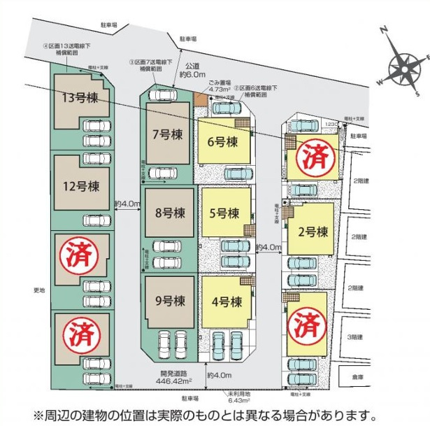 仲介手数料無料　セントフィオーレ入間市下藤沢５丁目・新築全6棟の区画図