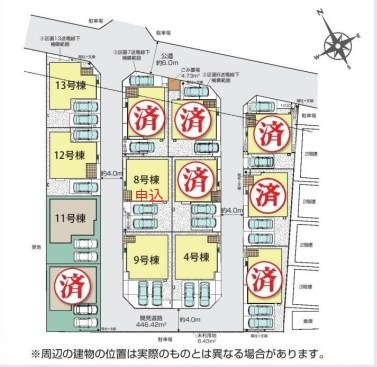 仲介手数料無料　セントフィオーレ入間市下藤沢５丁目・新築全6棟の区画図