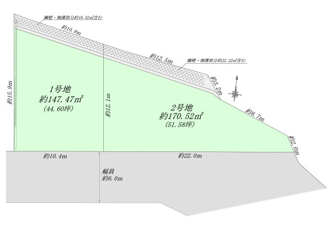 【ヴィレッタの杜】苦楽園二番町Ｈ　建築条件付き土地の土地図|１号地です
