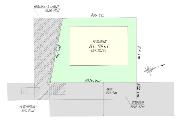 【ヴィレッタの杜】仁川百合野町Ｃの土地図|有効面積は約81.29㎡です