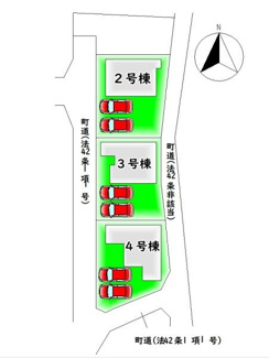 【区画図】 | 全3棟・カースペース2台分♪