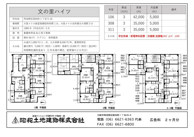 大阪市阿倍野区昭和町１丁目の賃貸マンション